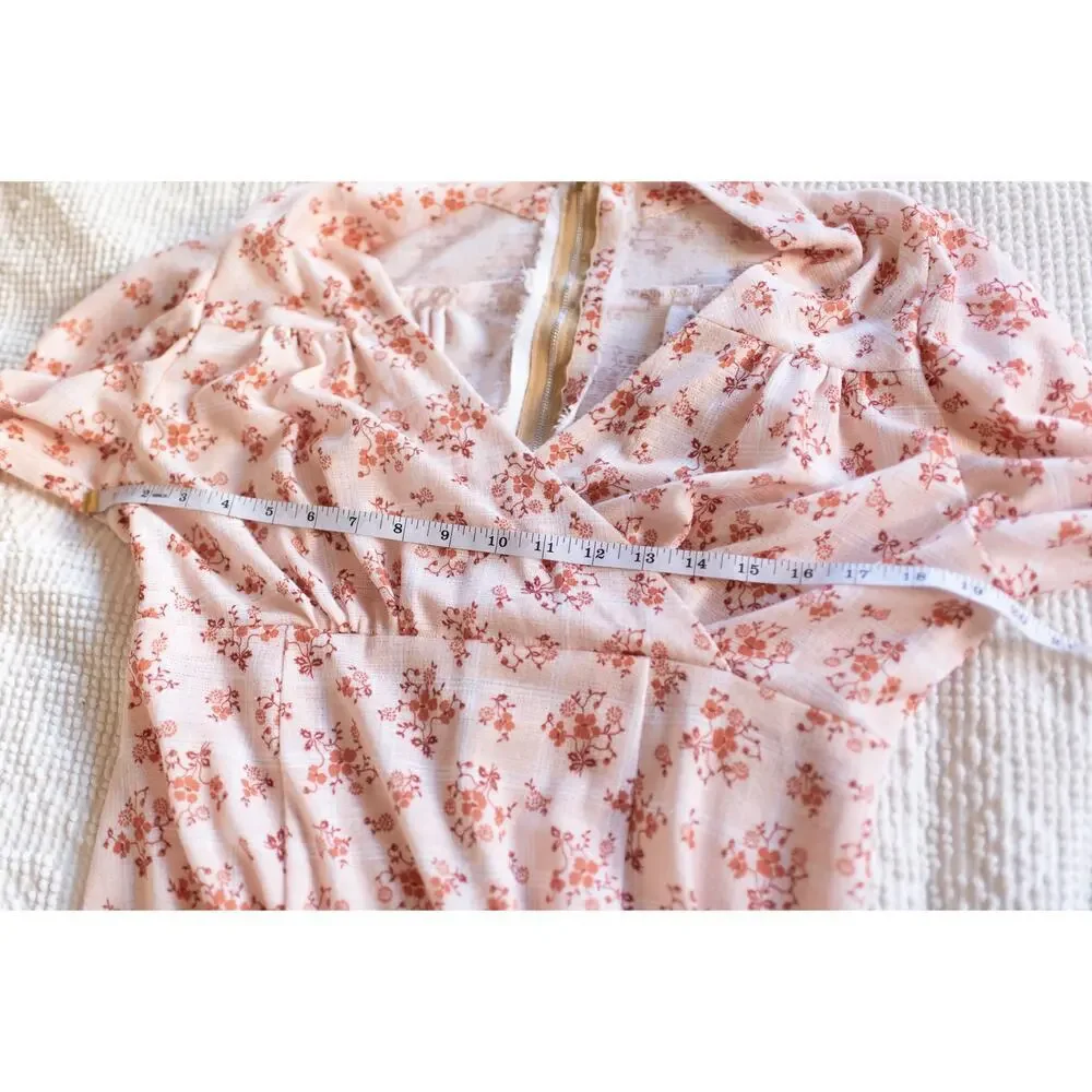 Vintage 70s Maxi Barkcloth Dress Handmade Retro Mod SMALL FLAW - Picture 4 of 10